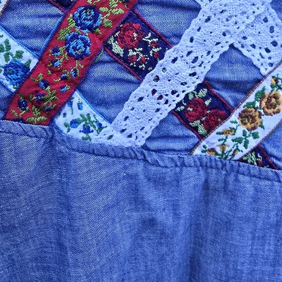 Vintage Blue Handmade Patchwork Buttondown Longsleeve Shirt - Picture 5 of 13